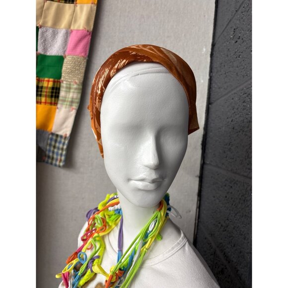 Vintage Art-Inspired Brown & Orange Triangle Scarf - Picture 4 of 4